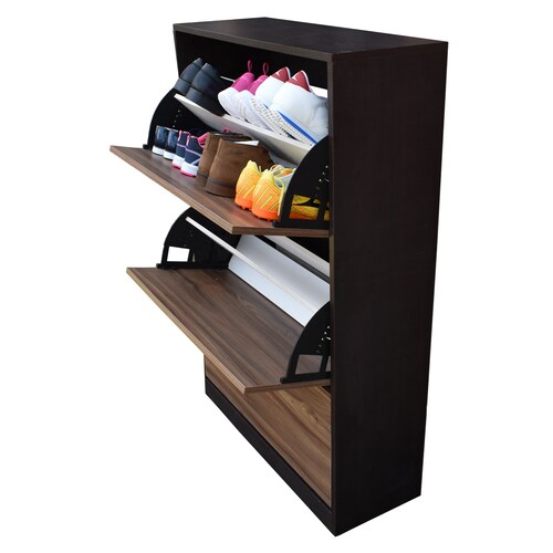 Organizador De Zapatos Hogare Mueble Zapatero Madera Venecia Elegante  y Minimalista Chocolate Parota