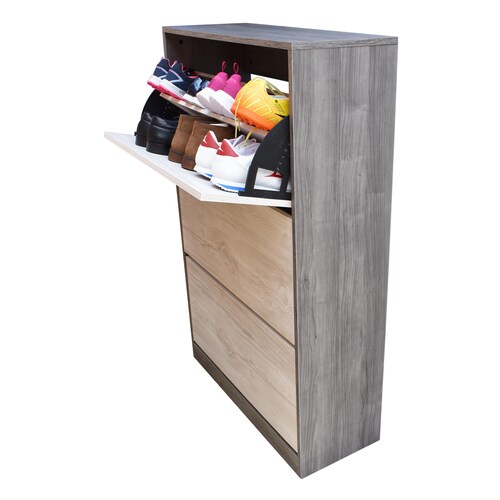 Organizador De Zapatos Hogare, Mueble Zapatero Madera, Venecia Funcional e Inteligente Gris Blanco