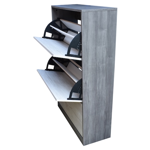 Organizador De Zapatos Hogare, Mueble Zapatero Madera, Venecia Funcional e Inteligente Gris Blanco