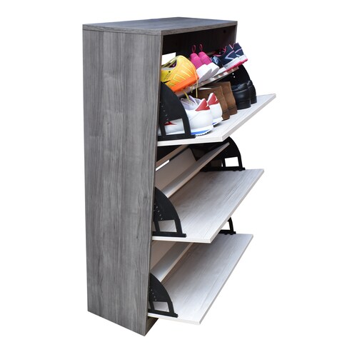 Organizador De Zapatos Hogare, Mueble Zapatero Madera, Venecia Funcional e Inteligente Gris Blanco