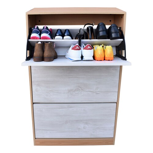 Organizador De Zapatos Hogare, Mueble Zapatero Madera, Venecia Elegante  y Minimalista Roble Blanco