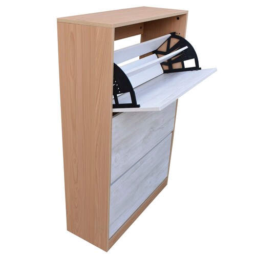 Organizador De Zapatos Hogare, Mueble Zapatero Madera, Venecia Elegante  y Minimalista Roble Blanco
