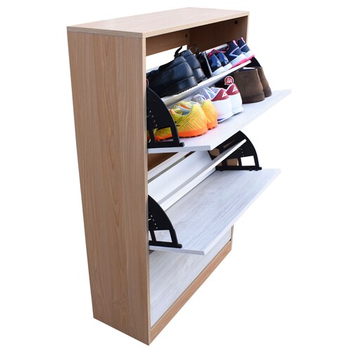 Organizador De Zapatos Hogare, Mueble Zapatero Madera, Venecia Elegante  y Minimalista Roble Blanco