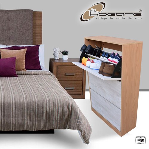 Organizador De Zapatos Hogare, Mueble Zapatero Madera, Venecia Elegante  y Minimalista Roble Blanco