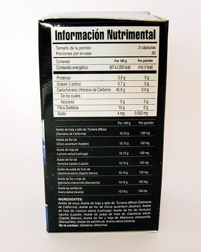 Ktal X-3 Noche, 60 Capsulas, 650 mg, Damiana, Azahar, Lechuga, Lupulo