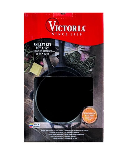 Juego De Sartenes De Hierro Esmaltado Victoria 30 Cm Y 25 Cm.