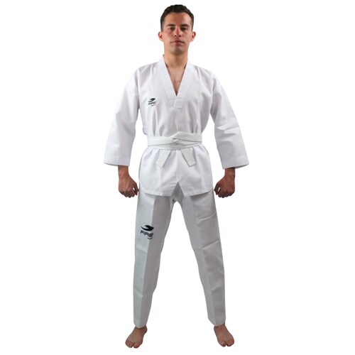 Dobok Uniforme Unisex Fire Sports Traje Taekwondo Blanco Juvenil/Adulto