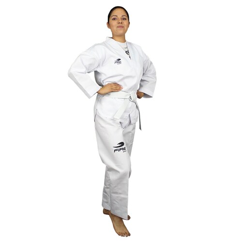 Dobok Uniforme Unisex Fire Sports Traje Taekwondo Blanco Juvenil/Adulto