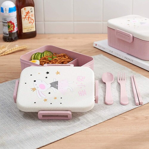 Recipiente Con Cubiertos Y Palillos Caja Bento Para Almuerzo
