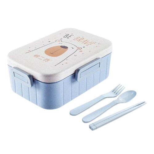Recipiente Con Cubiertos Y Palillos Caja Bento Para Almuerzo