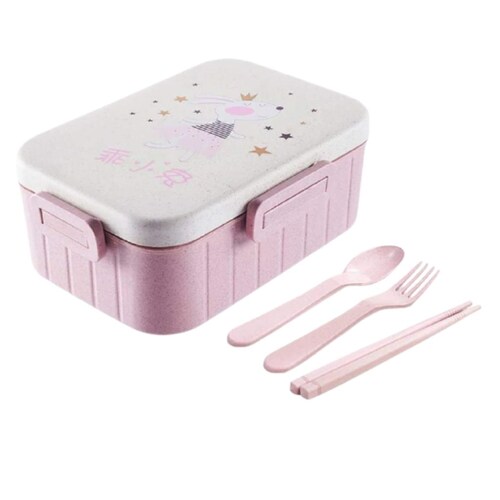 Recipiente Con Cubiertos Y Palillos Caja Bento Para Almuerzo