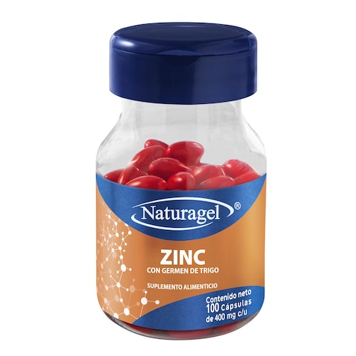 Zinc con Germen de Trigo, 100 Capsulas, 400 mg c/u, Naturagel