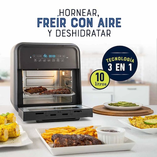 Súper Freidora De Aire Horno Oster 3 En Uno Con Malla Giratoria