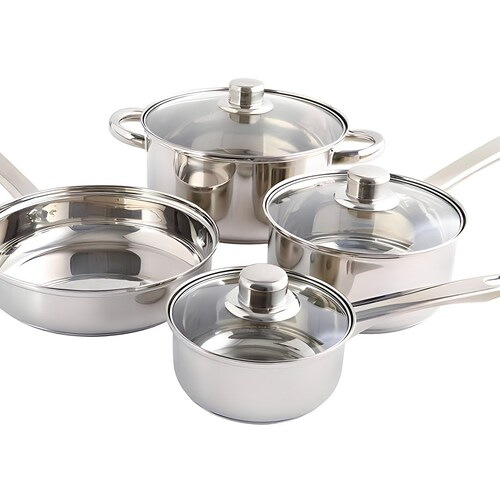 Batería 7pzs Set Cacerolas Y Sarten Acero Inoxidable Begônia