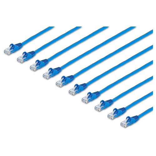 Cable Patch Cat6 UTP sin Enganches RJ-45 Macho - RJ-45 Macho, 4.6 Metros, Azul - 10 Piezas