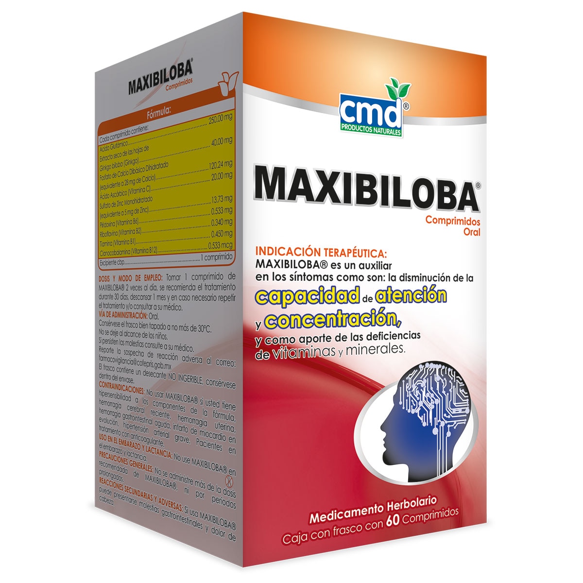 Maxibal Maxibiloba, 60 Comprimidos, Capacidad de Atencion y Concentracion