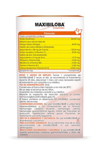 Maxibiloba, 60 Comprimidos, Capacidad de Atencion y Concentracion