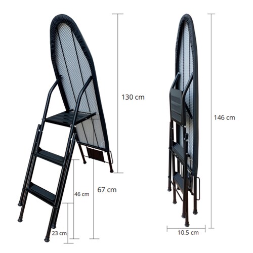 Burro Planchar Escalera Tres Niveles Brang Resistente Negro