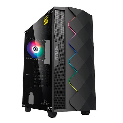Gabinete ATX, Yeyian Abyss Serie 2500, sin Fuente, Cristal Templado, Negro