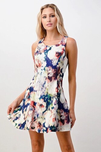 Mini Vestido Con Estampado Floral De Pintura Al Oleo Miley