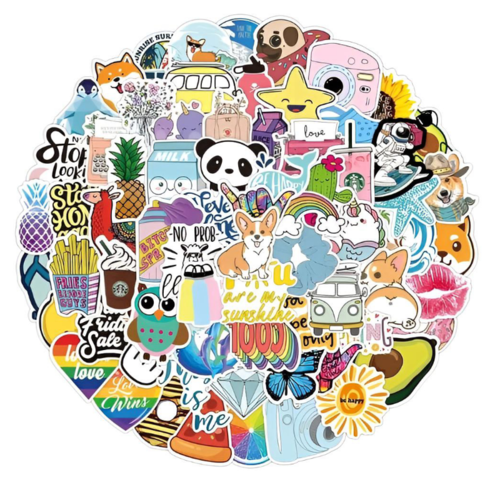 100 Calcomanias Sticker Contra Agua Autos Laptops Vsco Vinil