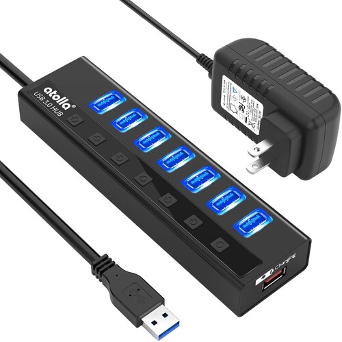 ATOLLA 7 Puertos Hub USB 3.0 Hub USB 3.0 de 7 Puertos c vo Mac OS Windows y Linux