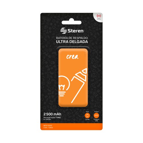 Batería de Respaldo Portátil Steren 2,500 mAh 1 Puerto USB MOV-1020C