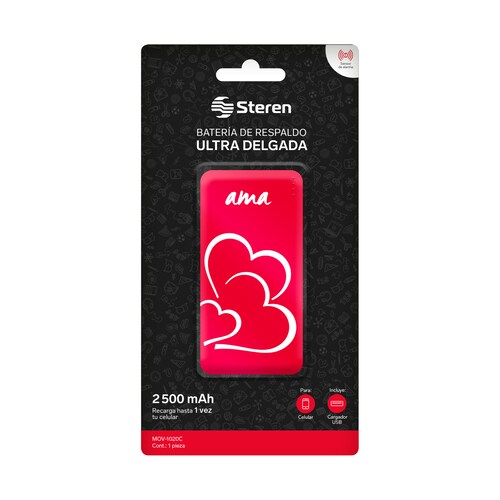 Batería de Respaldo Portátil Steren 2,500 mAh 1 Puerto USB MOV-1020C