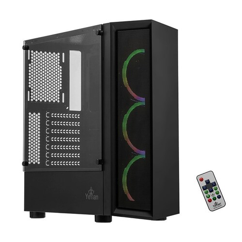 Gabinete ATX, Yeyian Ventle Serie Master, ARGB, sin Fuente, Cristal Templado, Negro.