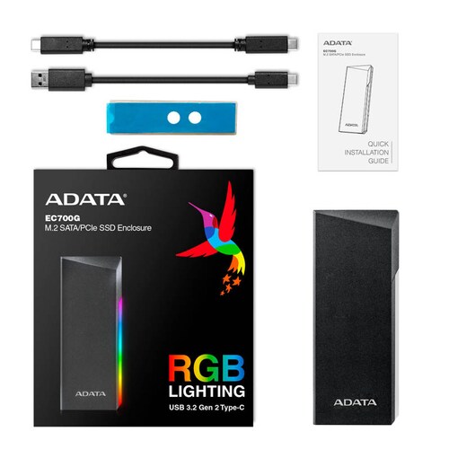 CASE ADATA EC700 M2/PCIE/SATA NEGRO USB 3.2 AEC700GU32G2-CGY.