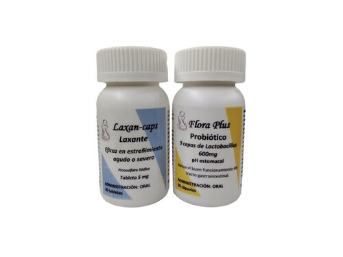 Laxante 30 tabletas de 5mg | Probiótico 30 cápsulas de 600mg .
