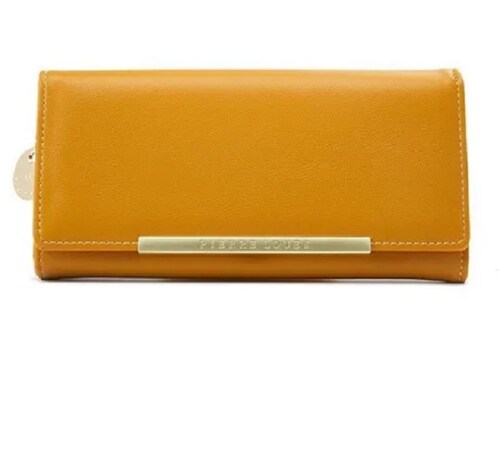 Cartera Monedero Elegante De Cuero Para Dama Color Amarillo