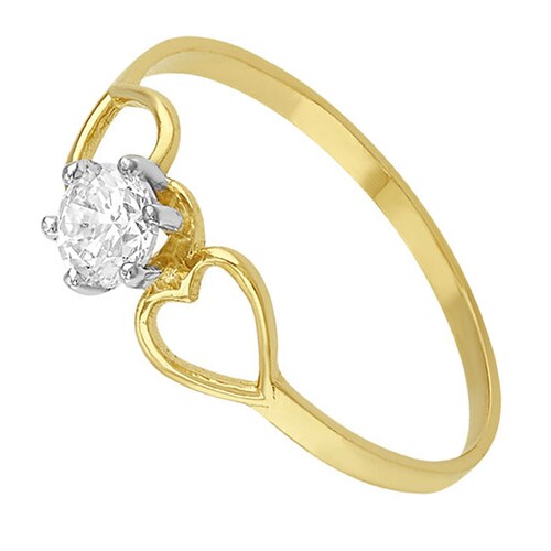 Anillo Solitario Para Niña elaborado de Oro macizo de 10 k 