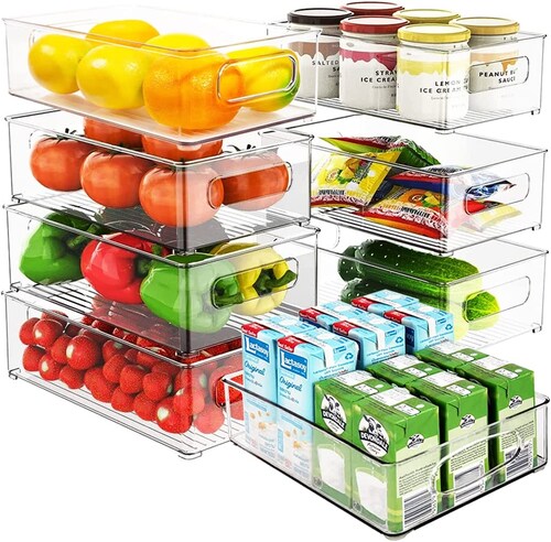 Juego de 8 organizador para despensa ideal para refrigerador, alacenas y  espacios de alimentos 4 piezas