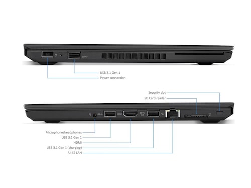 Laptop Lenovo Thinkpad T470p Core i7-7700HQ 2.5GHz, 8Gb Ram, 1Tb DD. Pantalla No Touch. Reacondicionado. Grado A
