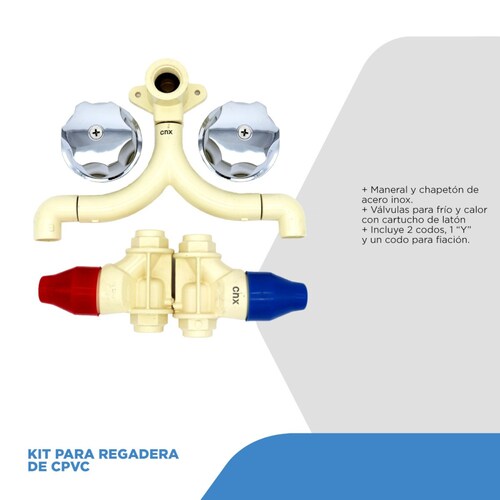TechTools Kit para Regadera de CPVC Incluye Manerales, Chapetón, Valvulas y Conecciones