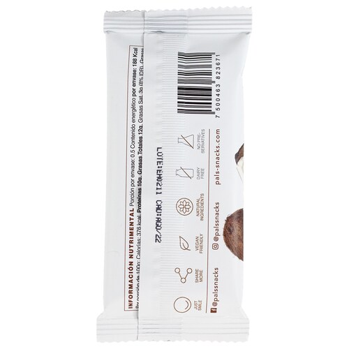PAL'S Snacks barra de Proteina 100% Natural y Vegana, sabor Coco Rallado & Semilla de Calabaza, 50 gr, 6 barras