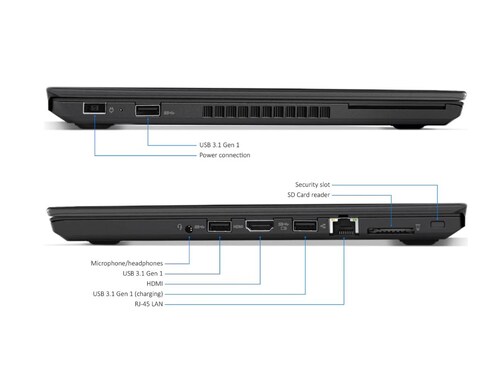 Laptop Lenovo Thinkpad T470p Core i7-7700HQ 2.5GHz, 8Gb Ram, 500Gb DD. Pantalla No Touch. Reacondicionado. Grado A