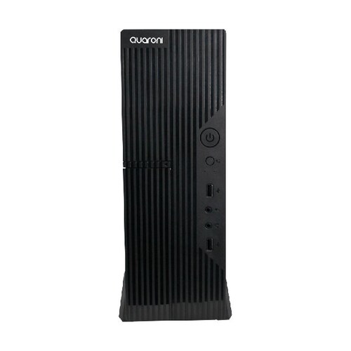 GABINETE SLIM QUARONI, MICRO ATX /MINI ITX/FUENTE DE PODER 500W /COLOR NEGRO ACABADO CUADRICULADO 
