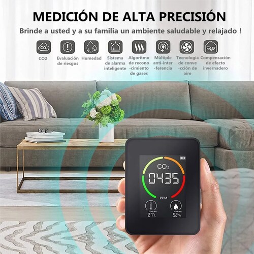 Termometro Digital para Establecimientos Hogares y Oficinas con Detector de Dióxido de Carbono CO2 y Medidor de Humedad / Master / MP-CO2METER