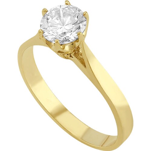 Anillo Solitario 6 Uñas Liso Elaborado En Oro De 10k + Regalo