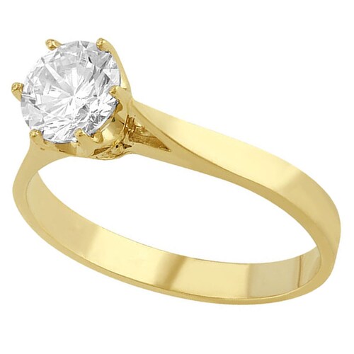Anillo Solitario 6 Uñas Liso Elaborado En Oro De 10k + Regalo