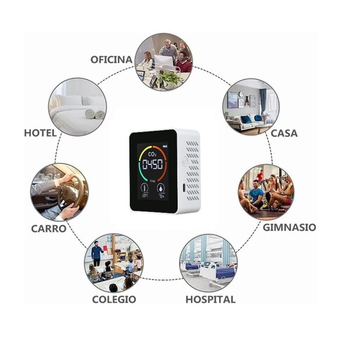 Termometro Digital para Establecimientos Hogares y Oficinas con Detector de Dióxido de Carbono CO2 y Medidor de Humedad / Master / MP-CO2METER