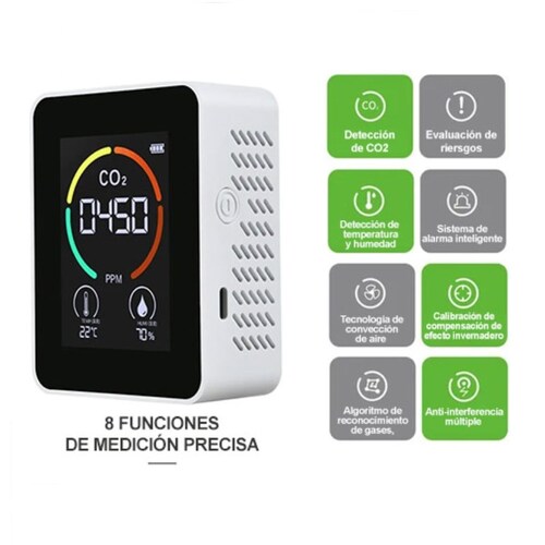 Termometro Digital para Establecimientos Hogares y Oficinas con Detector de Dióxido de Carbono CO2 y Medidor de Humedad / Master / MP-CO2METER