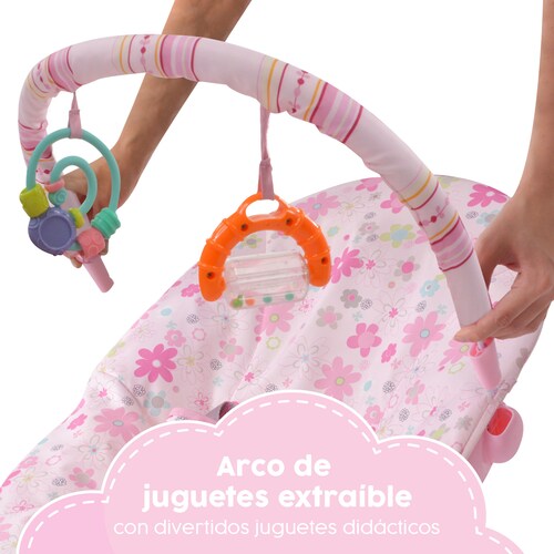 Bouncer Silla Mecedora Little Monkey Rosa Para Bebé Con Juguetes