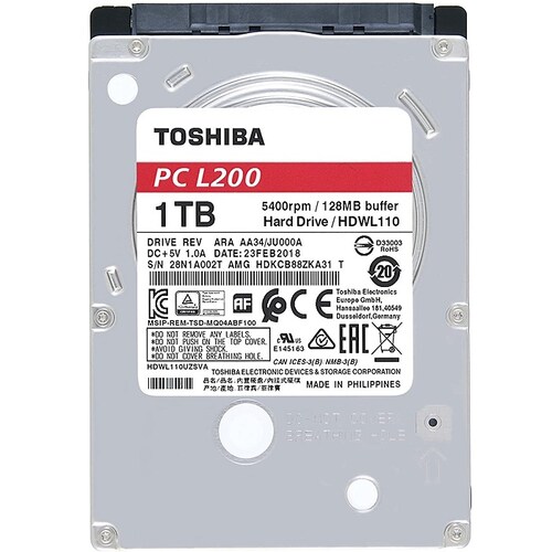 Disco Duro TOSHIBA L200, 1 TB, Serial ATA III, 5400 RPM, 2.5 pulgadas, Laptop