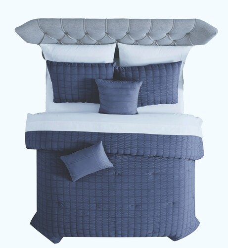 Edredón Suave Queen 5 Pzas Kane Azul Navy - Modern Threads