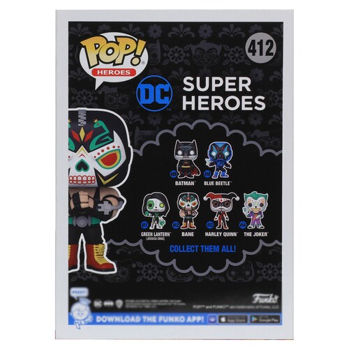 Funko Pop Heroes: Dia de los DC- Bane #412 Bane Edicion Especial Brilla Oscuridad 58188 con Protector de Acrilico