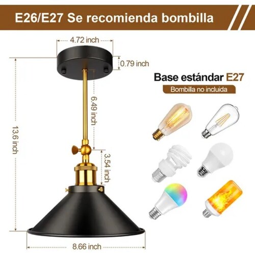 Lámpara De Pared Interior Retro (sin Bombilla)