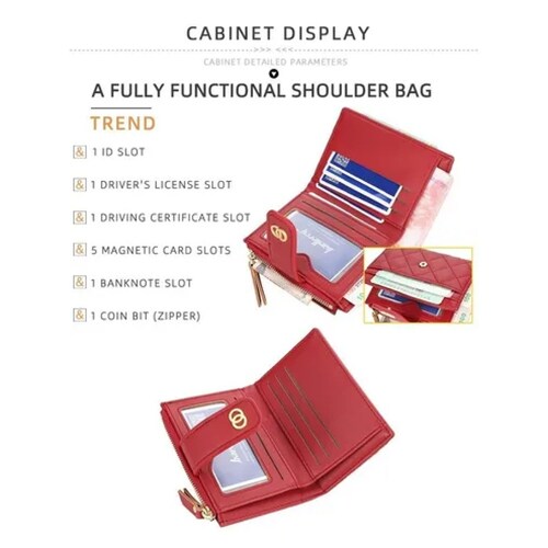 Cartera Monedero Plegable Con Cremallera A Cuadros P/mujer